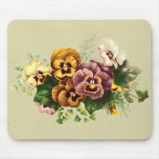 Vintage Stiefmütterchen Bouquet Mousepad (Vorne)