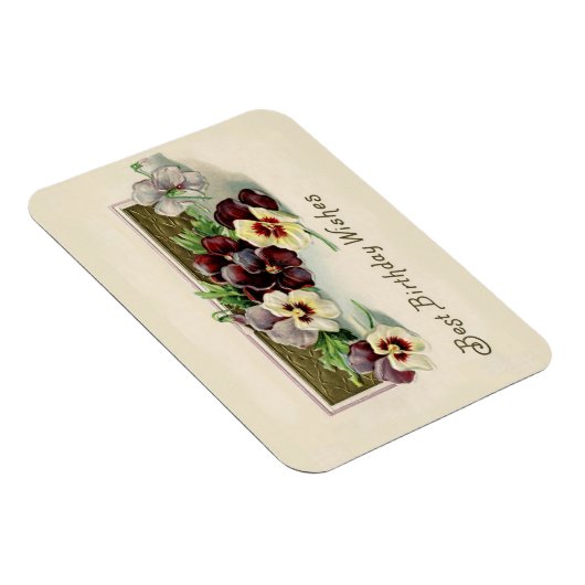 Vintage Stiefmütterchen Geburtstagwünsche Magnet (Rechte Seite)