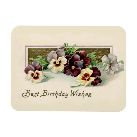 Vintage Stiefmütterchen Geburtstagwünsche Magnet (Horizontal)