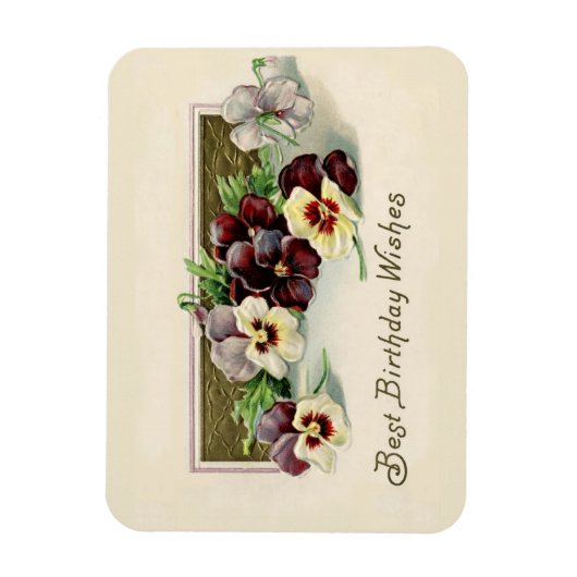 Vintage Stiefmütterchen Geburtstagwünsche Magnet (Vertikal)
