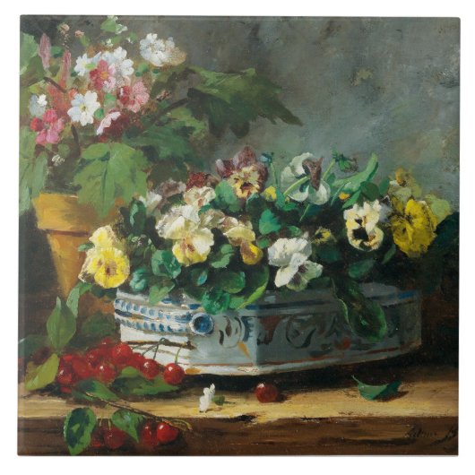 Vintage Stiefmütterchen von Brunel-Neuville und Pr Fliese (Vorderseite)