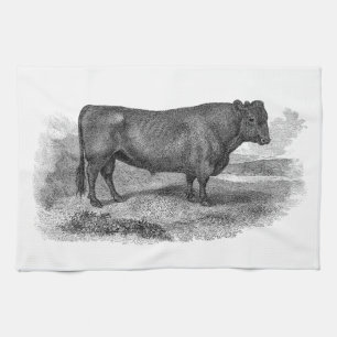 Vintage-Stier-Illustration aus dem 19. Jahrhundert Küchentuch