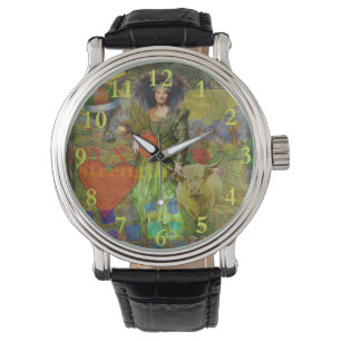 Vintage Stier-Klassiker-Frauenporträt gothische Ku Armbanduhr