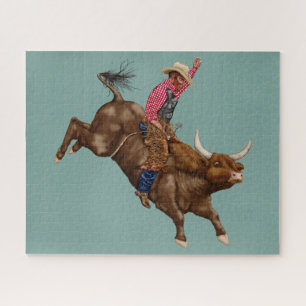 Vintage Stier-Reiter-Cowboy Puzzle