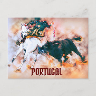 Vintage Stierkampf in Portugal Postkarte