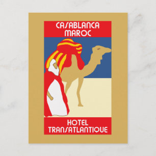 Vintage Stil 1920er Jahre Casablanca Reise Werbung Postkarte
