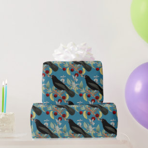 Vintage-Stil Amsel auf Blau für Bastelarbeiten ode Geschenkpapier