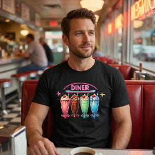 Vintage Stil der 50er Jahre: Retro Neon Diner Milk Tri-Blend Shirt