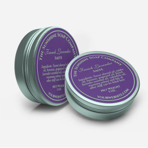 Vintage-Stil dunkle lila-grüne Text-Seife Kosmetik Runder Aufkleber
