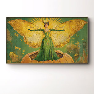 Vintage-Stil Goldene Feen-Kürbis-Königin Herbst Poster