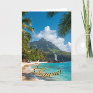 Vintage-Stil Hawaiian Reise Küste Blaues Meer  Karte
