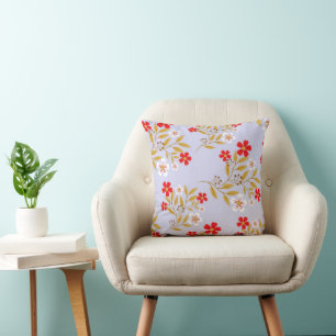 Vintage-Stil hübsche rote Blumen auf blauem Muster Kissen