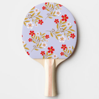 Vintage-Stil hübsche rote Blumen auf blauem Muster Tischtennis Schläger
