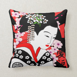 vintage Stil japanische Geisha Kissen
