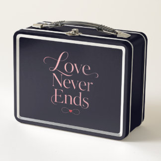 Vintage-Stil "Liebe endet nie" Metall-Lunchbox -  Metall Brotdose