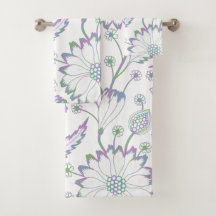 Vintage Stil Lila Grün Blau Blumenmuster