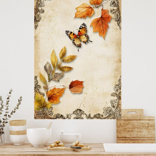 vintage Stil mit Herbstmotiv Poster (Küche)