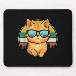 Vintage Stil Orange Tabby-Katze Freundlich Mit Son Mousepad
