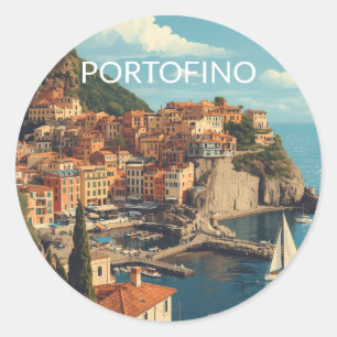 Vintage Stil Portofino Genua Italien Runder Aufkleber