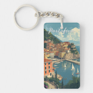 Vintage Stil Portofino Genua Italien Schlüsselanhänger