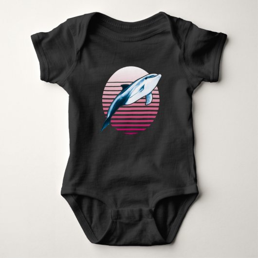 Vintage-Stil Retro-Delfin Baby Strampler (Vorderseite)