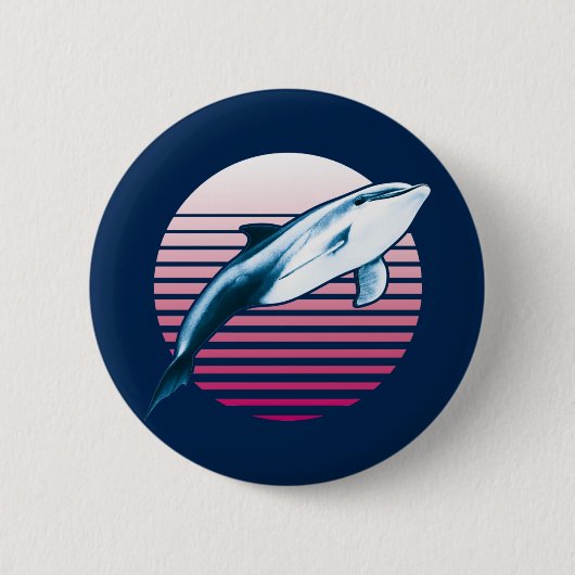 Vintage Stil Retro Delfin Button (Vorderseite)