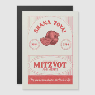 Vintage-Stil Rosh Hashana Shana Tova Granatapfel Magnetkarte