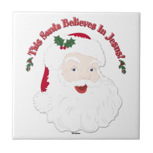 Vintage Stil Santa Dieser Santa Glaubt An Jesus Fliese