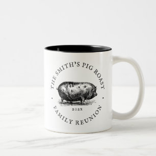 Vintage-Stil Schweinebraten-Event Familientref Zweifarbige Tasse
