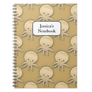 Vintage-Stil-Sepia-Baby-Oktopus-Muster Notizblock