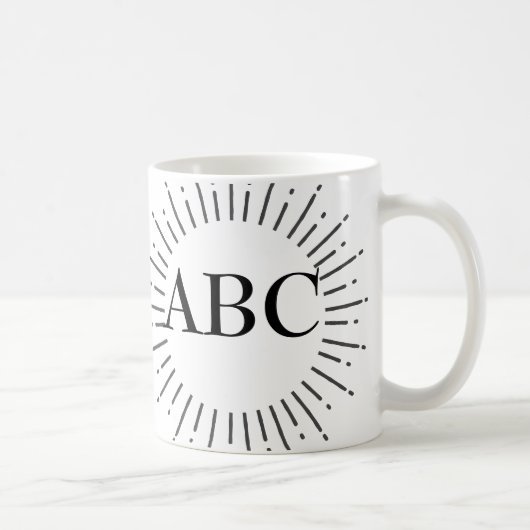 Vintage-Stil-Sonnenstrahl mit editierbarem Monogra Kaffeetasse (Rechts)