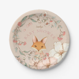 Vintage-Stil Süße Fuchs Blumen Mädchen Baby Shower Pappteller