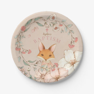 Vintage-Stil Süßer Fuchs Floral Mädchen-Taufe Pappteller