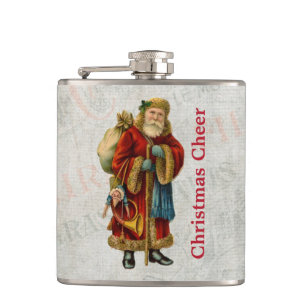 Vintage Stil Weihnachtsmann Santa Claus Flachmann