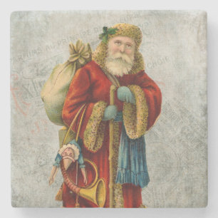 Vintage Stil Weihnachtsmann Santa Claus Steinuntersetzer