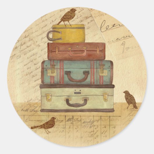 Vintage Stilaufkleber "Fly-to-Fly" Runder Aufkleber (Vorderseite)