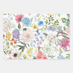 Vintage Stilfarben, Blumenmuster Geschenkpapier Set