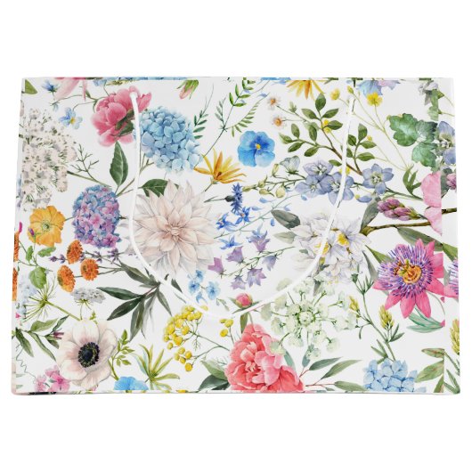 Vintage Stilfarben, Blumenmuster Große Geschenktüte (Vorderseite)