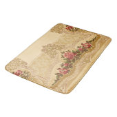 Vintage Stilgold und Rote Blüte Badematte (Schrägansicht)