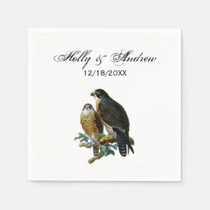Vintage stilisierte Falken auf Ast Serviette