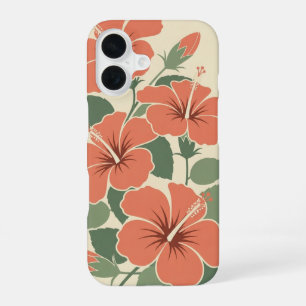 Vintage stilisierte Hibiskus iPhone 16 Hülle