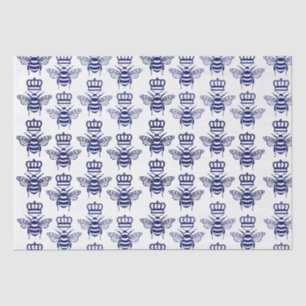 Vintage stilisierte Hummeln mit Krone - Blau Seidenpapier