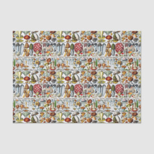 Vintage stilisierte Pilze DIY-Farbhintergrund Seidenpapier