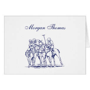 Vintage stilisierte Polo-Match Zeichne #1 Blau