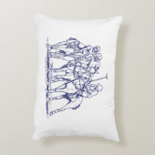 Vintage stilisierte Polo-Match Zeichne #1 Blau Dekokissen (Rückseite(Vertikal))