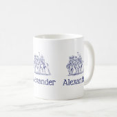 Vintage stilisierte Polo-Match Zeichne #1 Blau Kaffeetasse (VorderseiteRechts)