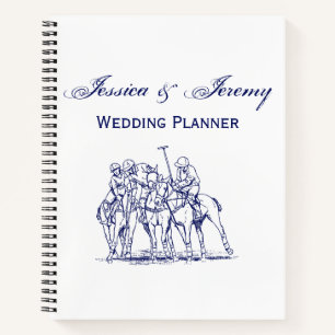 Vintage stilisierte Polo-Match Zeichne #1 Blau Notizblock