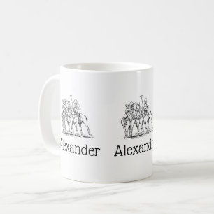Vintage stilisierte Polospiel-Zeichnung #1 Schwarz Kaffeetasse
