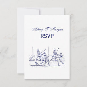 Vintage stilisierte Polospiel-Zeichnung #2 Blau RS RSVP Karte