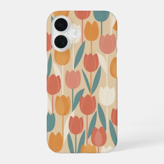 Vintage stilisierte Tulpen iPhone 16 Hülle (Rückseite)